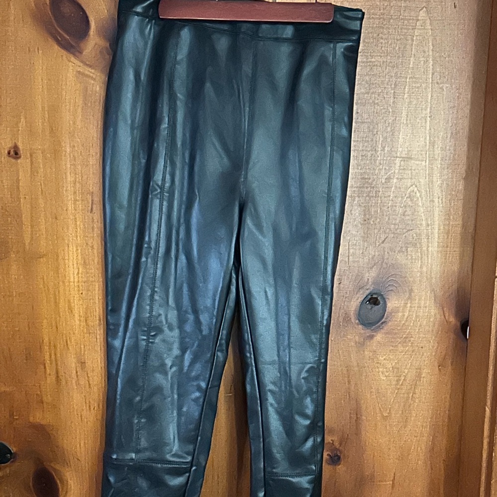 Top Shop faux leather pants side zip Black us 14 Curve